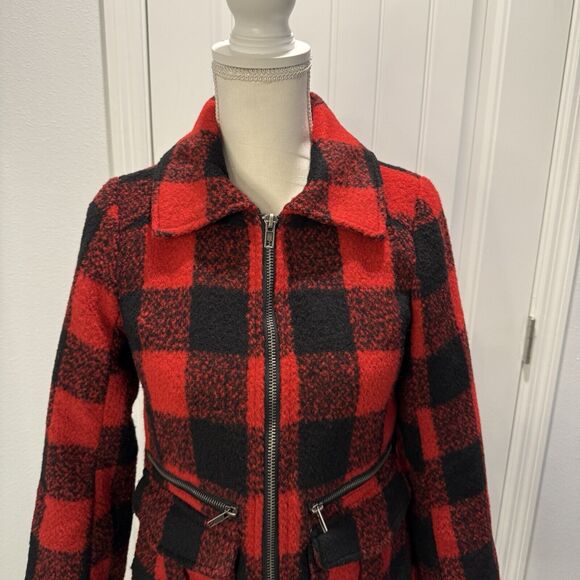 REWIND WOMEN'S RED BUFFALO PLAID JACKET SIZE Small Long Sleeves Pockets - Picture 3 of 16